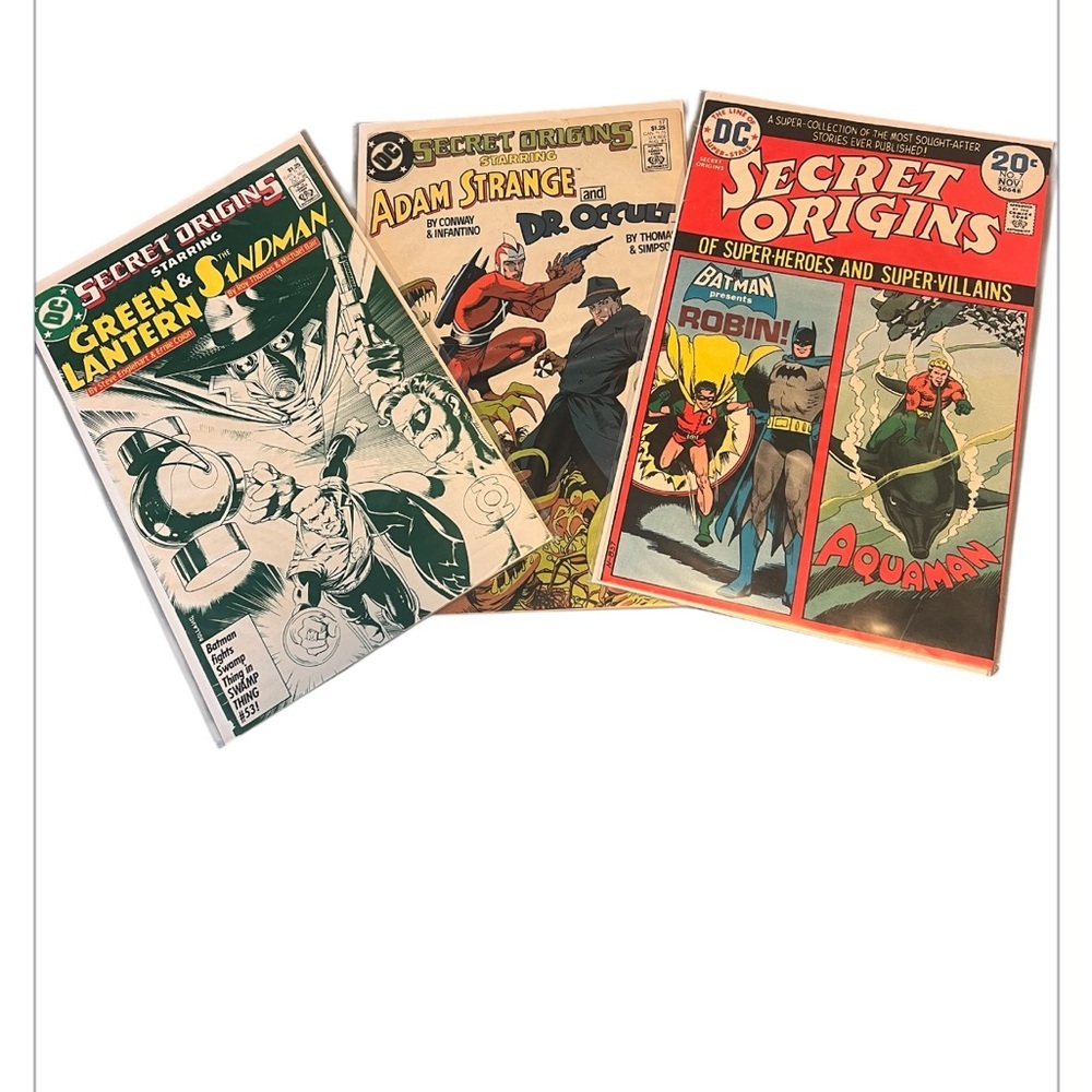 D.C. Comics Collection of 3 Vintage Secret Origins Comic Books